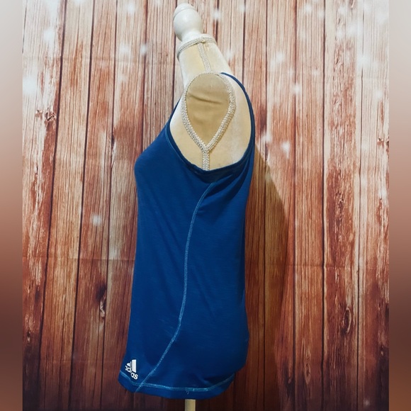 Women’s Medium Tank Top Adidas Blue Soft Stretch Racerback U Neck - Picture 8 of 11